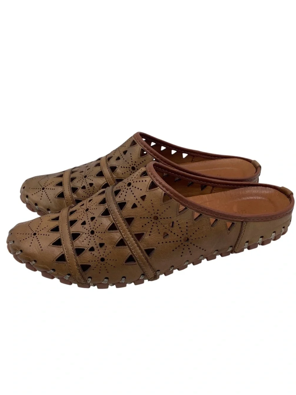 Spring Step Womens Shoes Fusalide Clogs Sz 7.5 Brown Leather Mules Flat Comfort